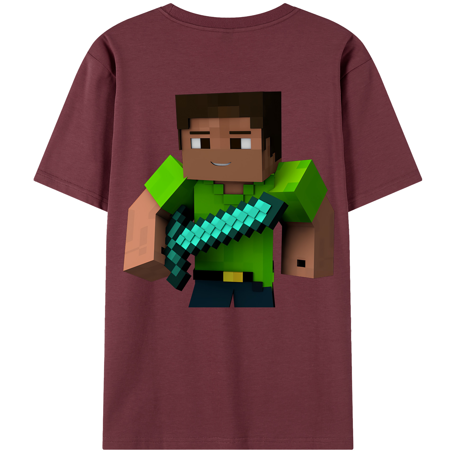 （画像用） マインクラフト ブロックの世界 Minecraft MC Block world 綿100％半袖Tシャツ（背面プリント）
